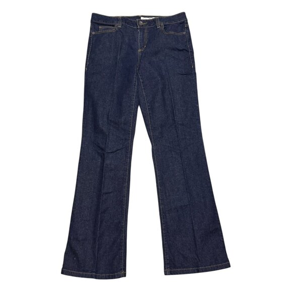 DKNY JEANS Vintage Y2K PLEATED Flare Bootcut Dark Denim Pants Jeans Womens 34x34 - Picture 1 of 7